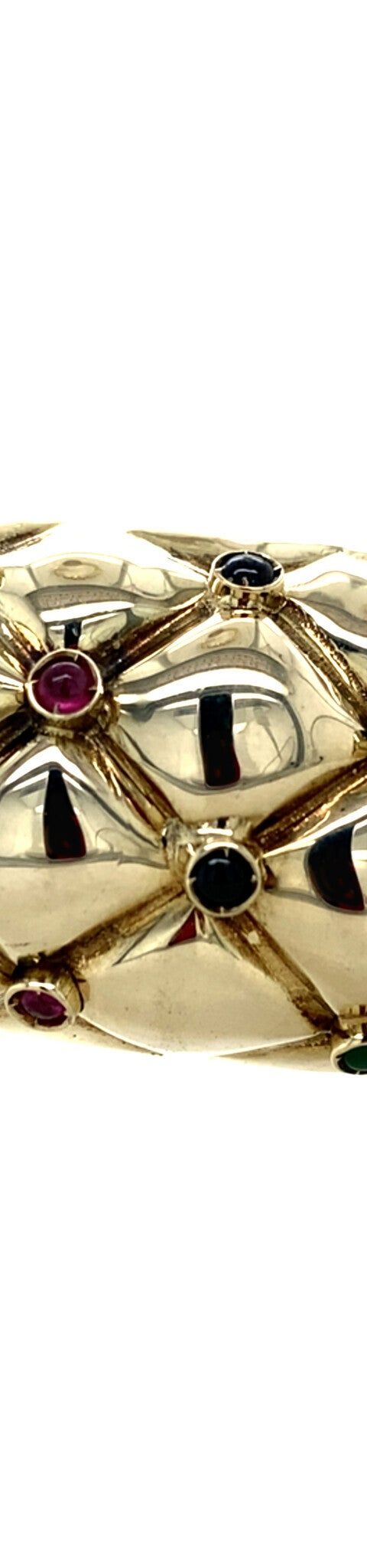 Vintage 12K Gold Bangle with Ruby, Sapphire and Emerald